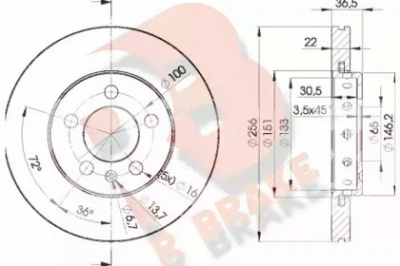 R BRAKE 78rbd25602 -  Тормозной диск